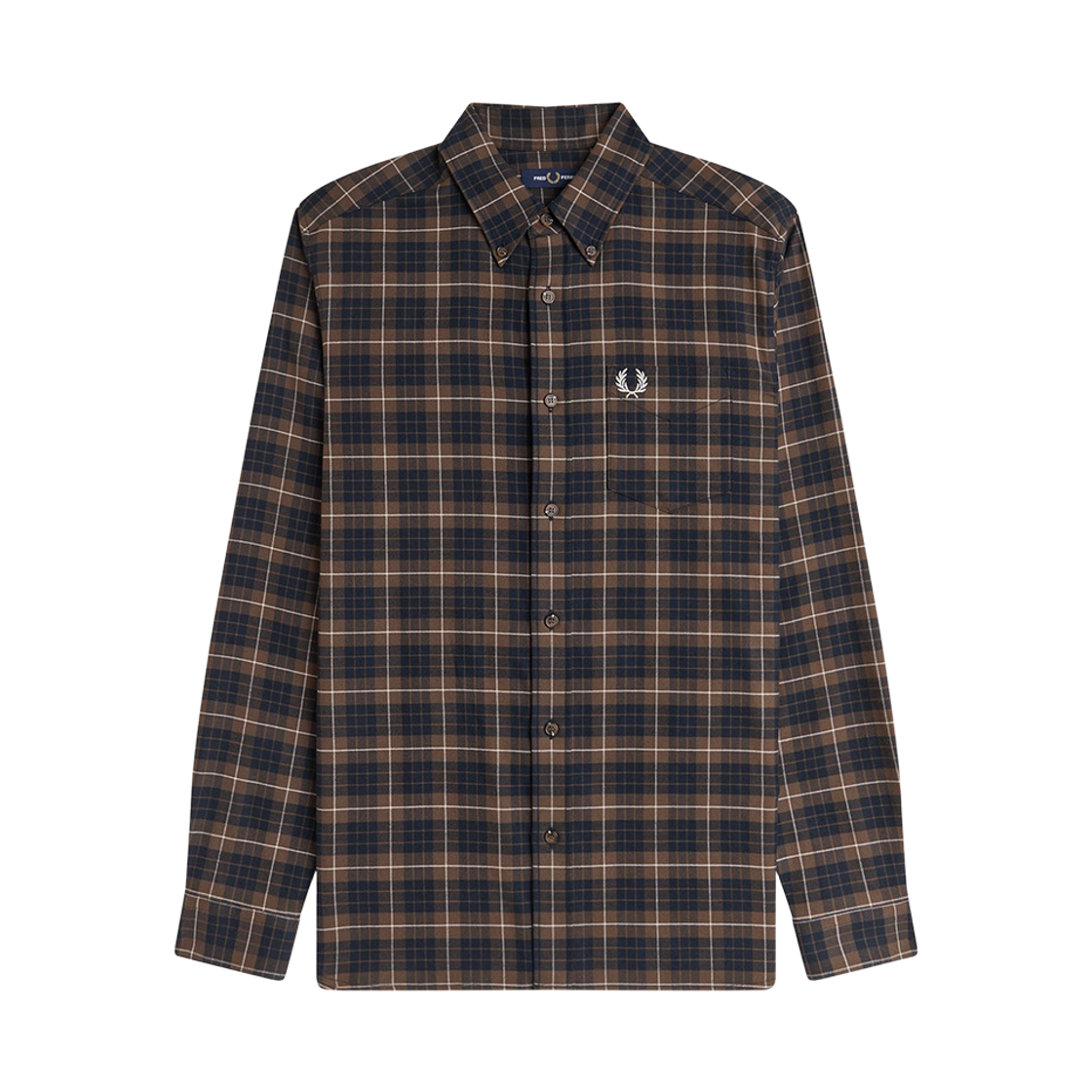AFPM2531753-Q21 Fred Perry Brushed Twill Tartan Shirt Burnt Tobacco