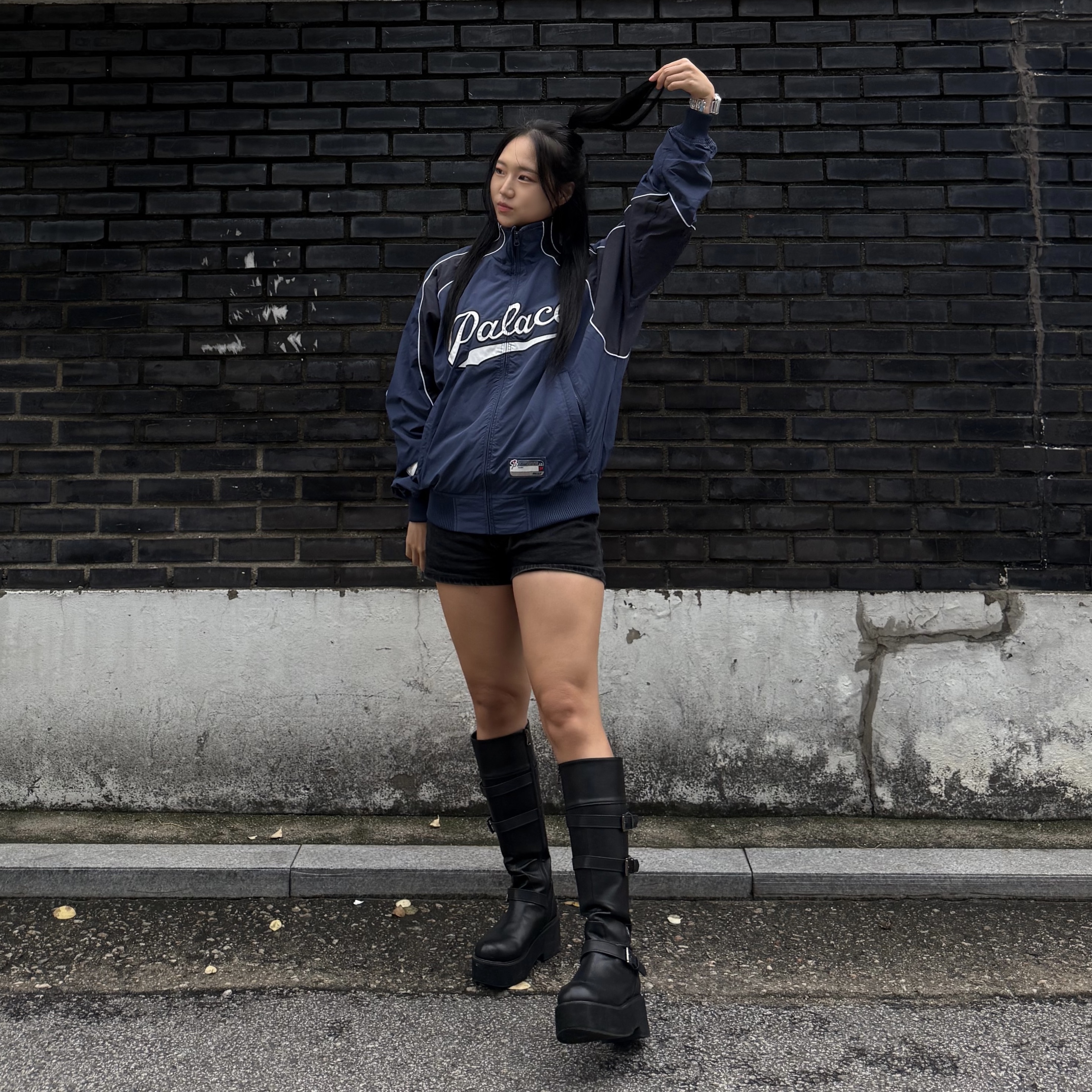 Palace Sport Mit Script Jacket Navy - 22FW 착용 스타일 - 2