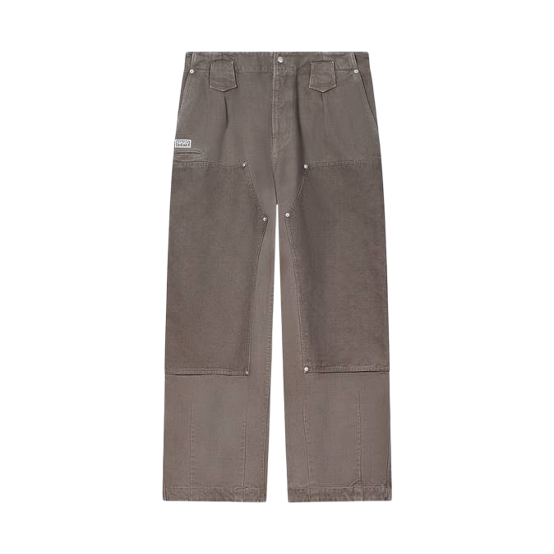 FF65PA2469GU-92 Kenzo Weave Double Knee Pants in Washed Cotton Taupe