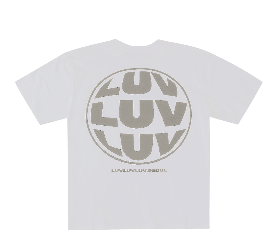 러브러브러브 SV 컨벡스 반팔 탑 영문 화이트(LUVLUVLUV SV The Most Convex Short Sleeve Top EN White)