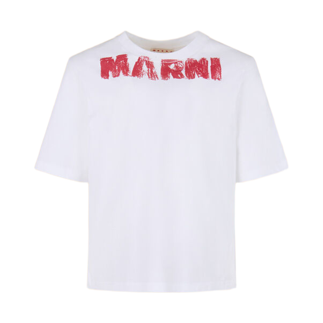 마르니 모놀리스 프린트 코튼 티셔츠 릴리 화이트(Marni Cotton T-Shirt with Monolith Print Lily White)