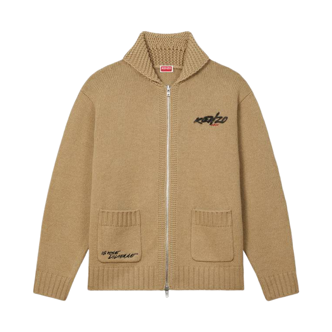 겐조 x 퓨추라 2000 울 지퍼 니트 가디건 베이지(Kenzo x Futura 2000 Zipped Knitted Cardigan in Wool Beige)