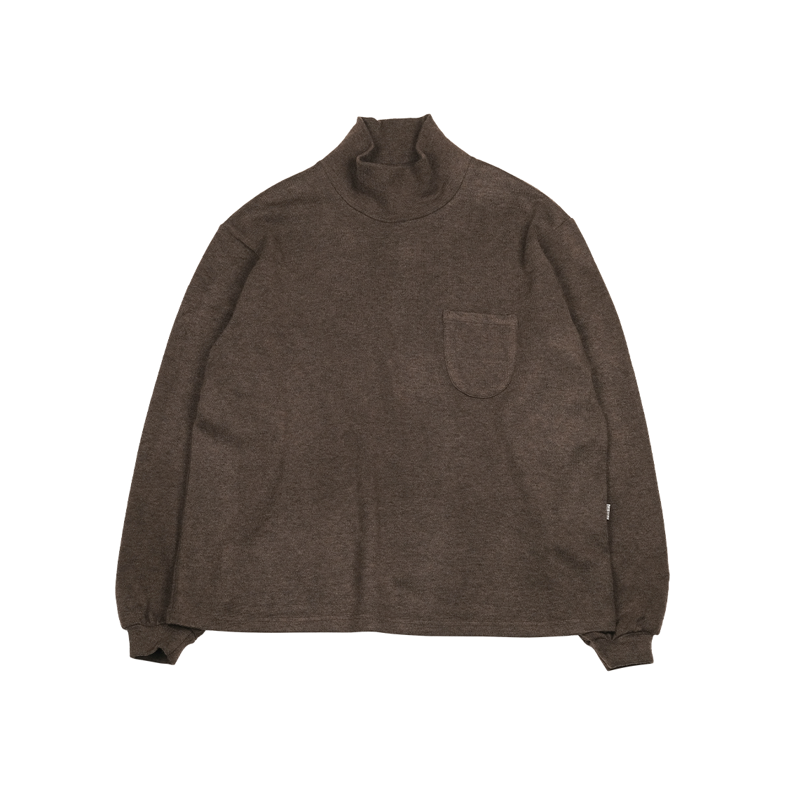 A-129 mmogarden Mock Neck Pocket Knit Melange Brown
