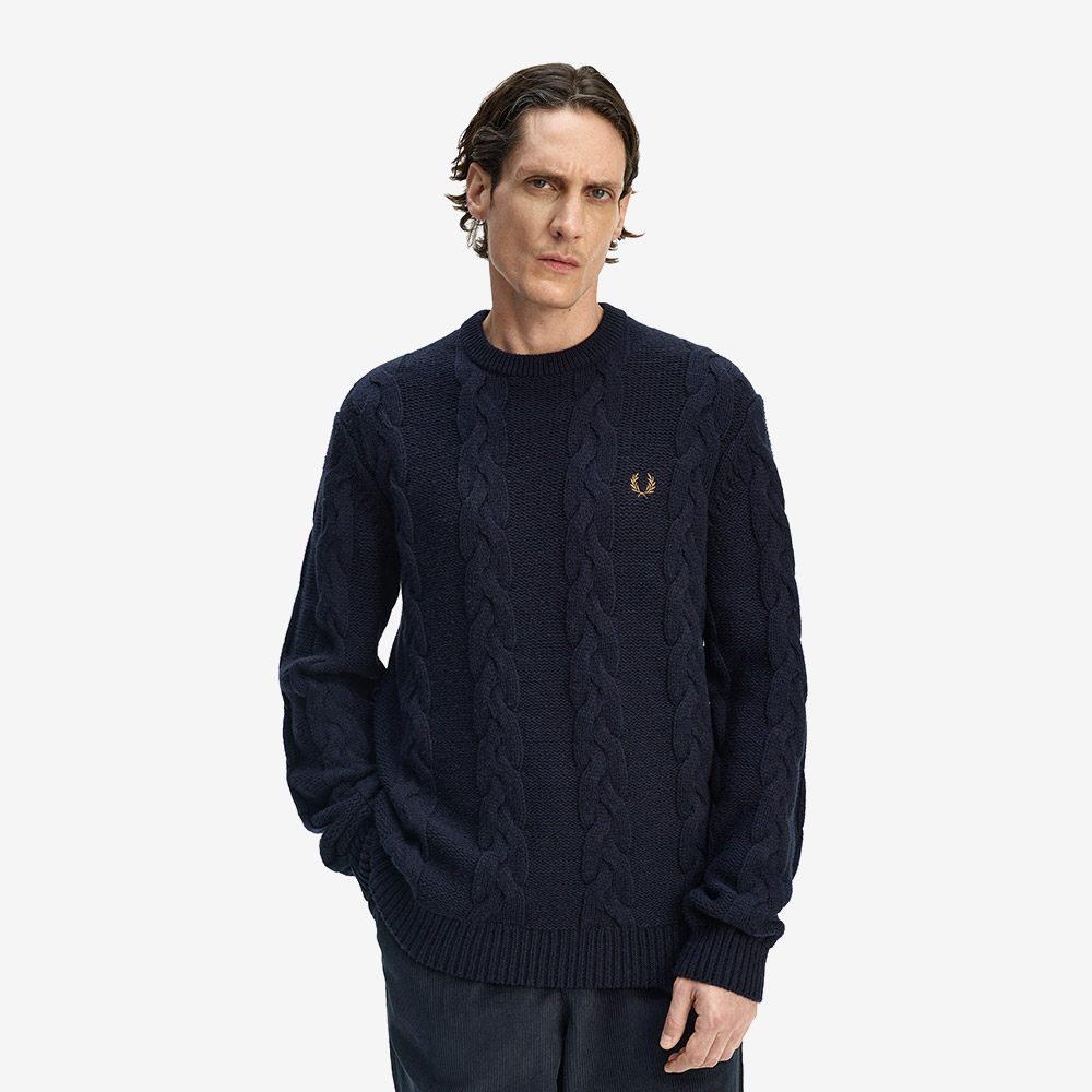 프레드 페리 청키 케이블 니트 네이비(Fred Perry Chunky Cable Knit Navy Snow White) - 3