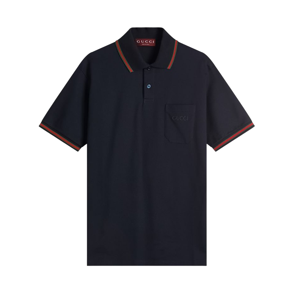 795174-XJG5C-4330 Gucci Embroidery Cotton Piquet Polo Shirt Dark Blue