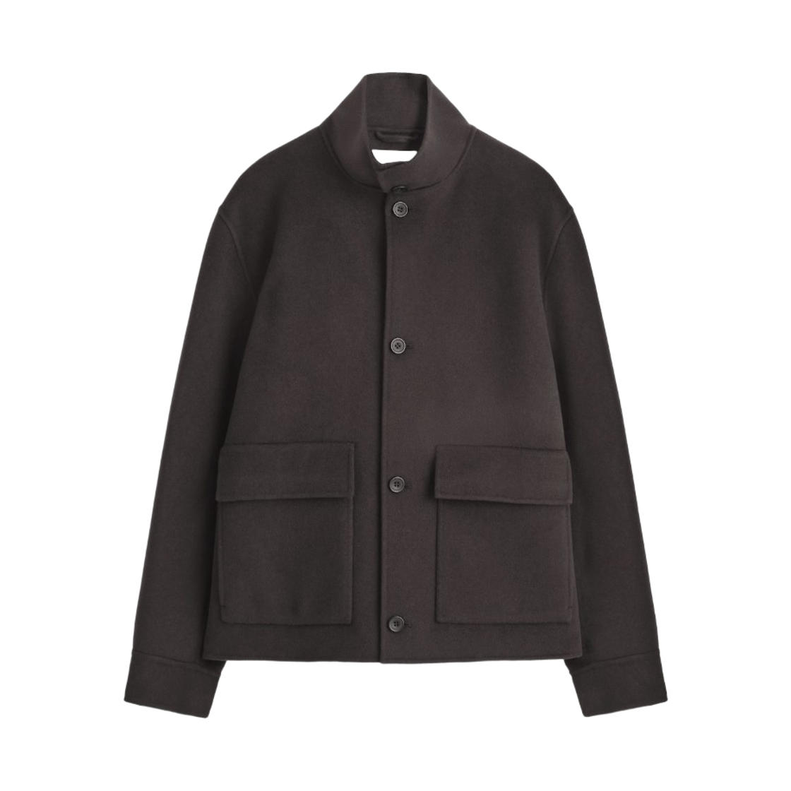 1296460001 COS Double-Faced Wool Funnel Neck Jacket Dark brown