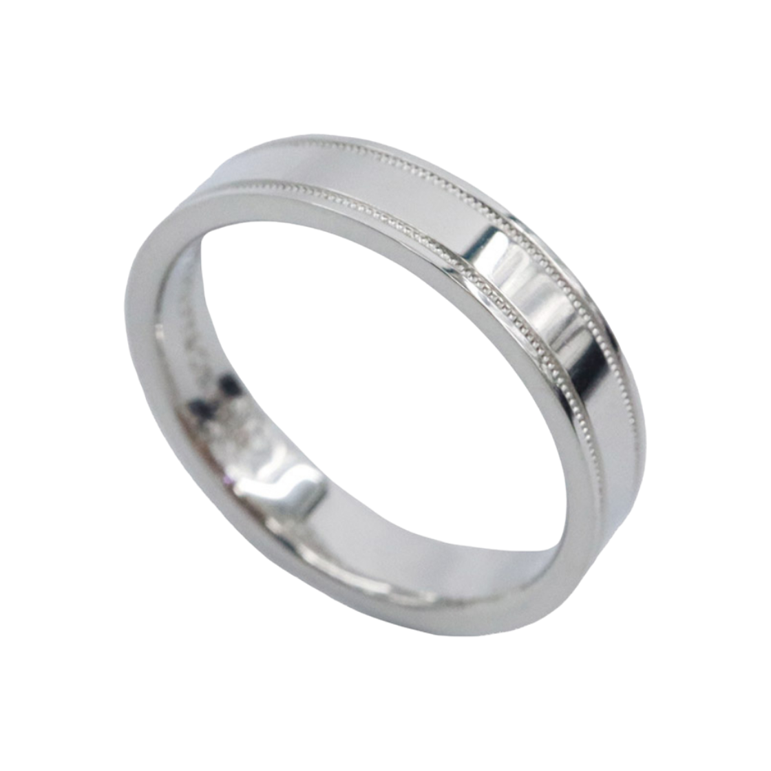 ITHS8I96KW8Q Tiffany & Co. PT950 Platinum 4MM Tiffany Together Double Milgrain Band Ring Size 14