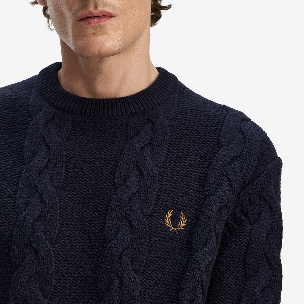 프레드 페리 청키 케이블 니트 네이비(Fred Perry Chunky Cable Knit Navy Snow White) - 4