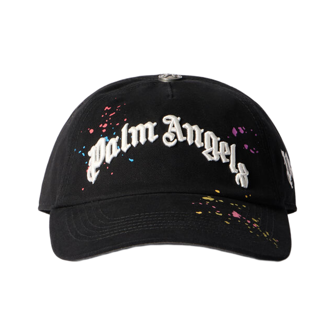 PMLB104F25FAB0011084 Palm Angels Curved Logo Painted Cap Black Multicolor