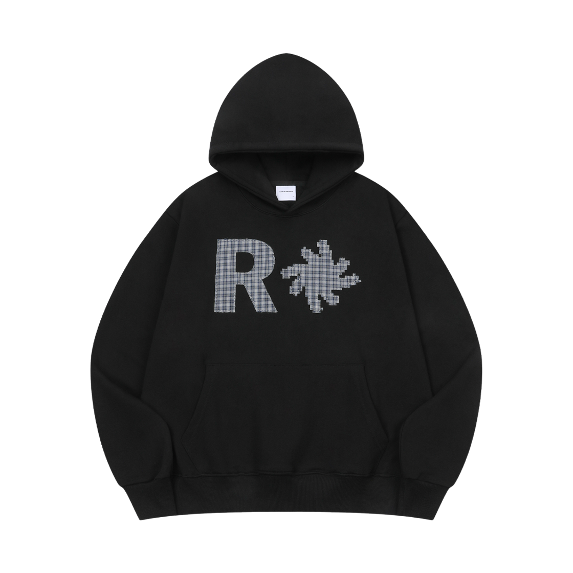 SR25FWHD01BK SLOW RECORD HOUSE Check Patch Hoodie Black