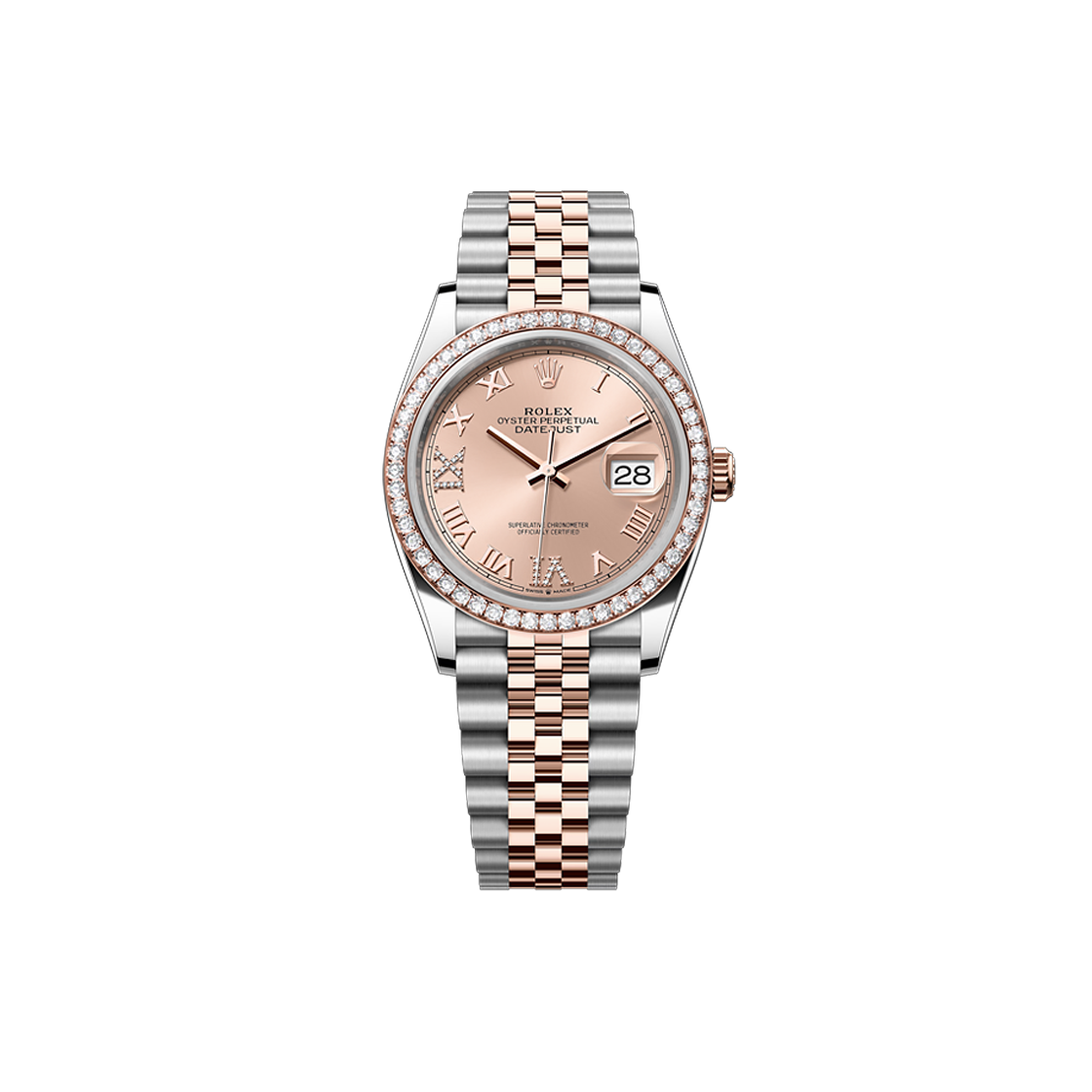 IT5KD2GCMTO4 Rolex Datejust 36 - 126281RBR Diamond Bezel Rose Roman + 69 Diamond Jubilee No. 6968