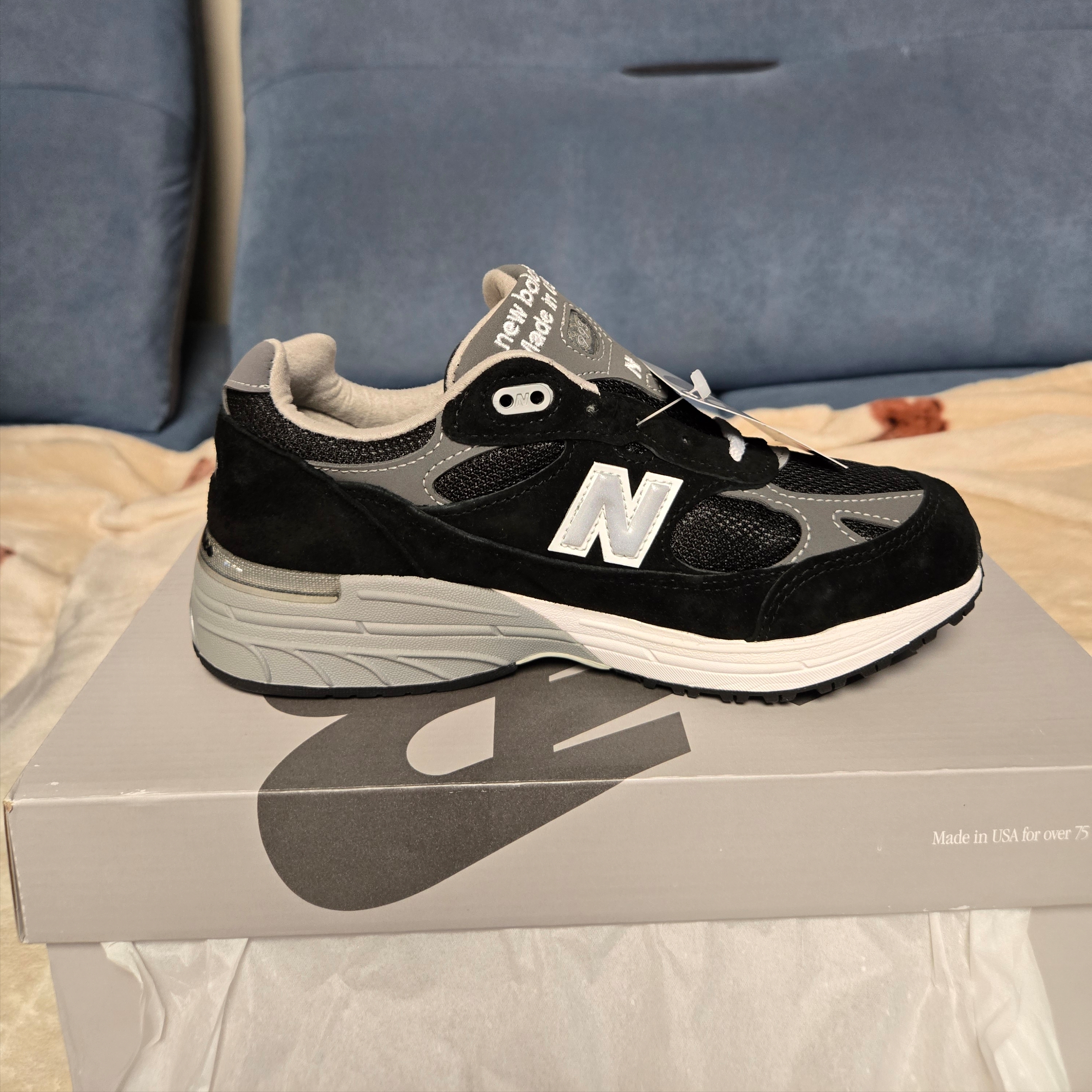 (W) New Balance 993 Made in USA Black - B Standard 착용 스타일 - 1