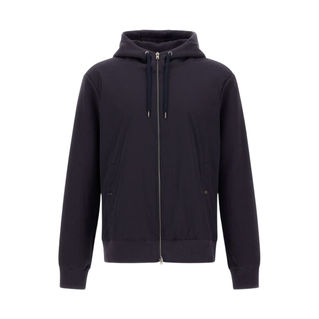 JC00021UR-56020-9200 Herno Resort Jacket in Knit Effect Interlock and Travel Nylon Ponente Navy Blue