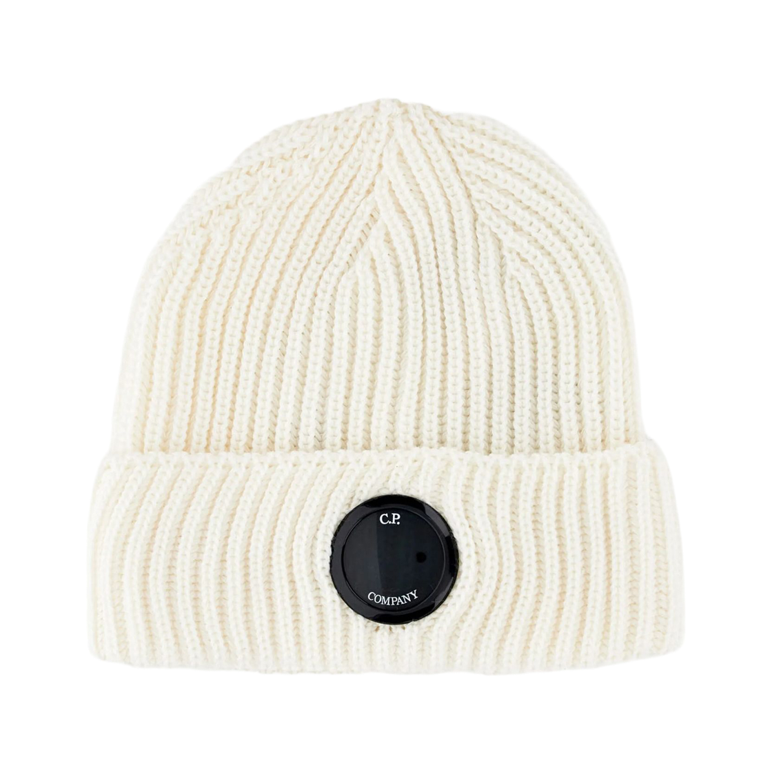RFCMAC739A005509A103 C.P. Company Extrafine Merino Wool Lens Beanie Gauze White - 25FW