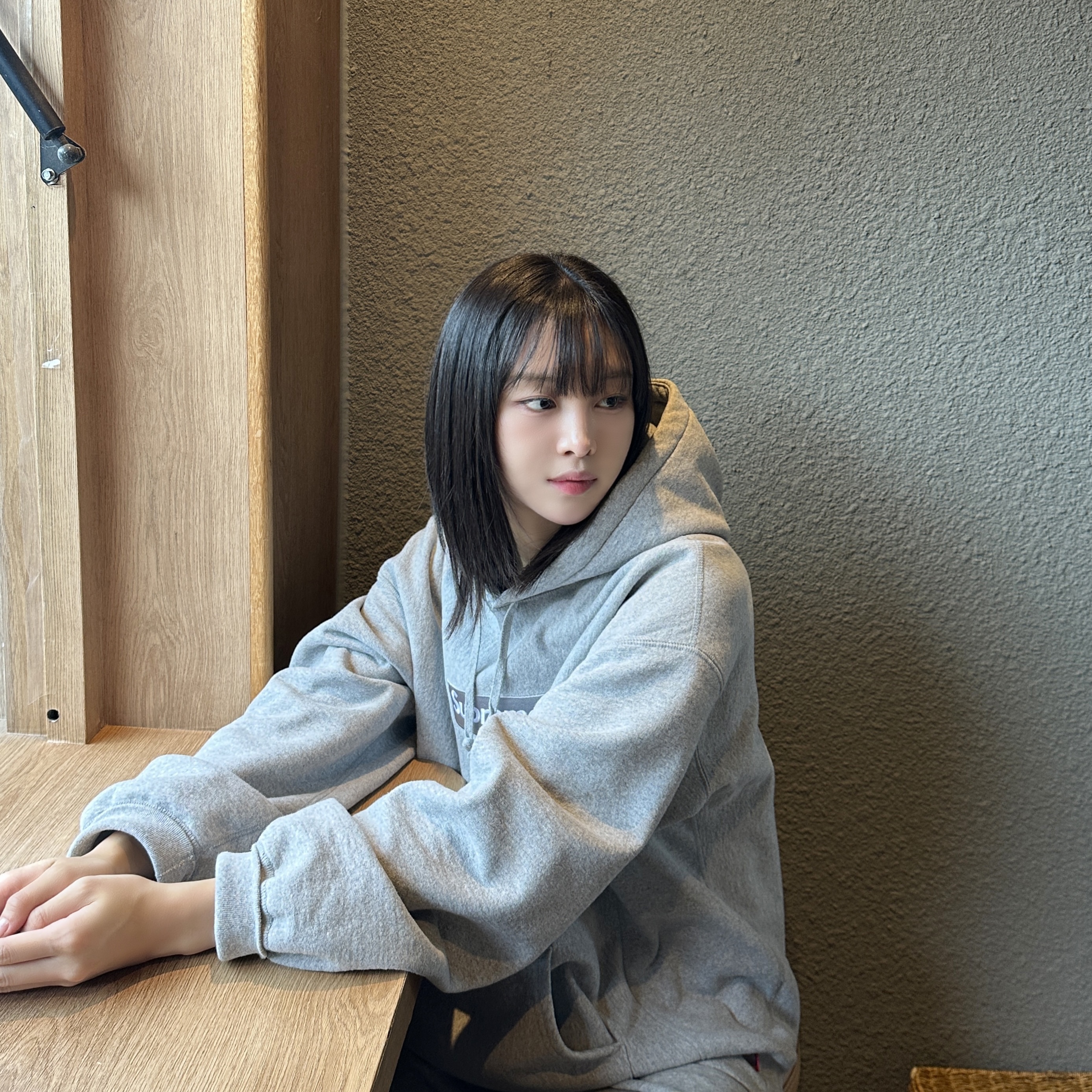 Supreme Box Logo Hooded Sweatshirt Heather Grey - 24FW 착용 스타일