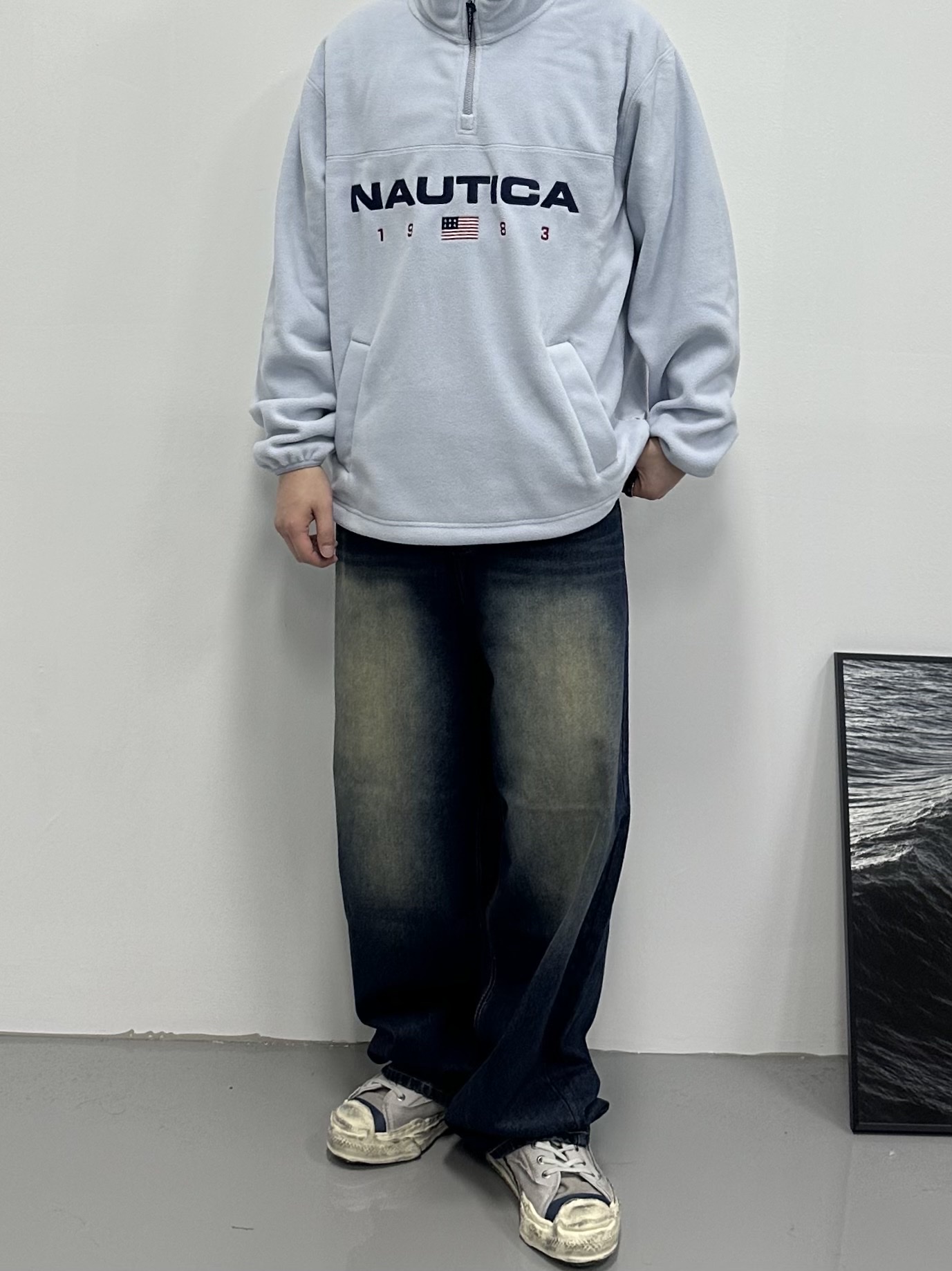 Maison Mihara Yasuhiro Wayne OG Sole Leather Low-top Sneakers Gray White 착용 스타일 - 3
