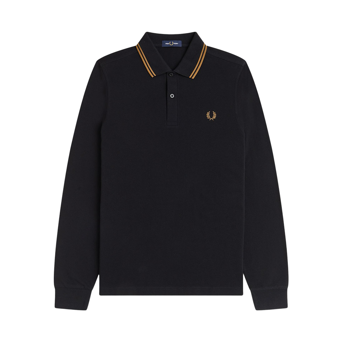AFPM2533636-S77 Fred Perry LS Twin Tipped FP Shirt Black Shaded Stone
