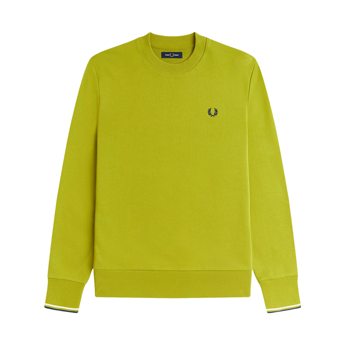 AFPM2537535-57A Fred Perry Crew Neck Sweatshirt Tennis Ball Yellow Ecru French Navy