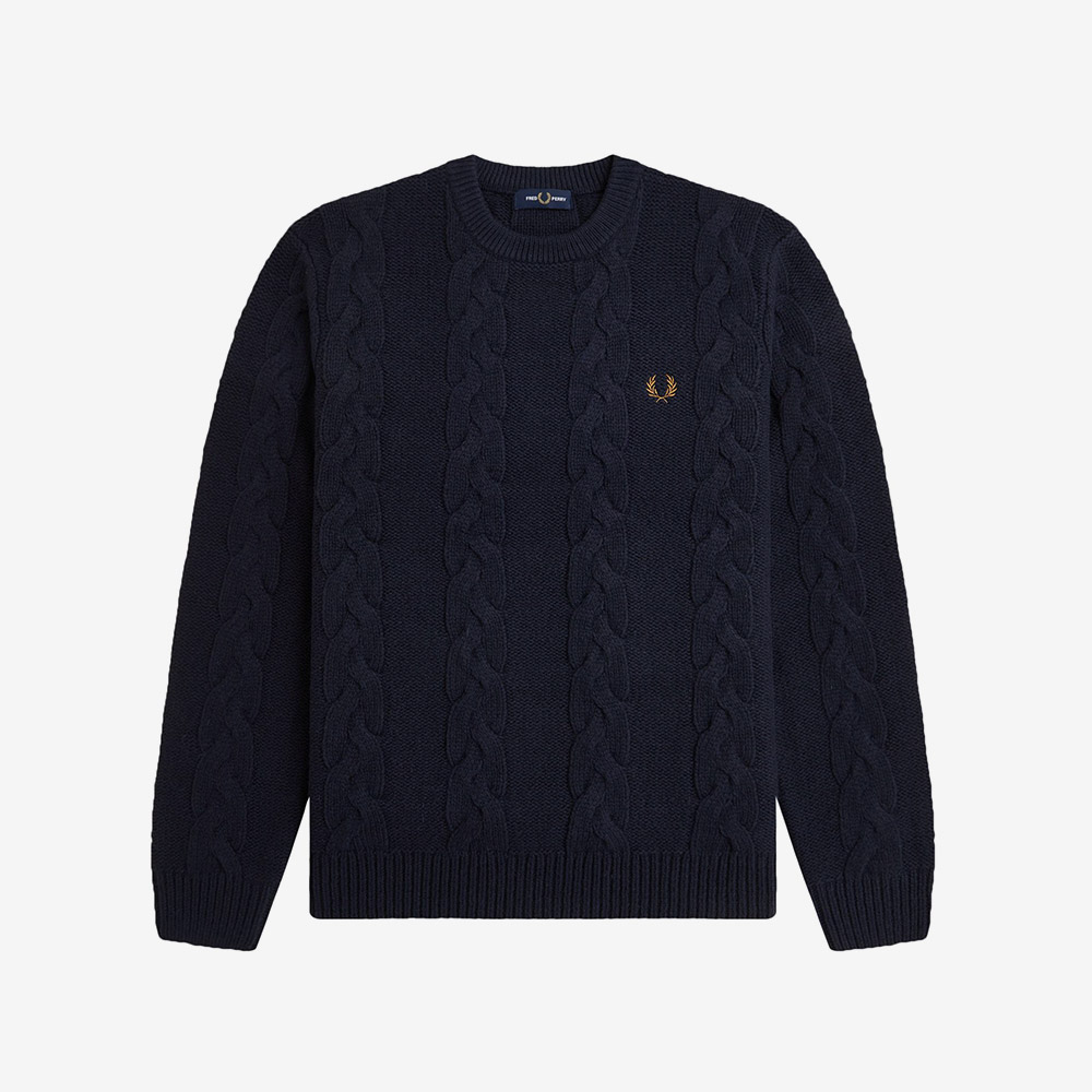 프레드 페리 청키 케이블 니트 네이비(Fred Perry Chunky Cable Knit Navy Snow White) - 5