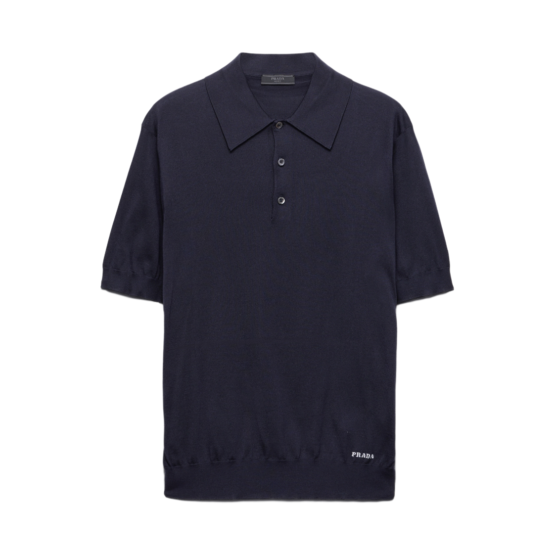 UMB925-16AI-F0008 Prada Silk Polo Shirt Navy