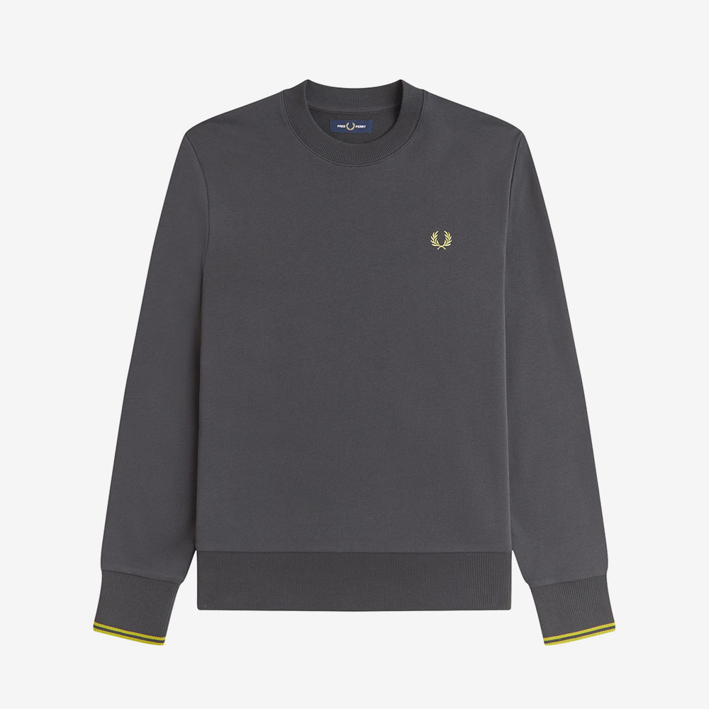 프레드 페리 크루넥 스웻셔츠 앵커그레이 테니스볼 옐로우(Fred Perry Crew Neck Sweatshirt Anchor Grey Tennis Ball Yellow) - 5