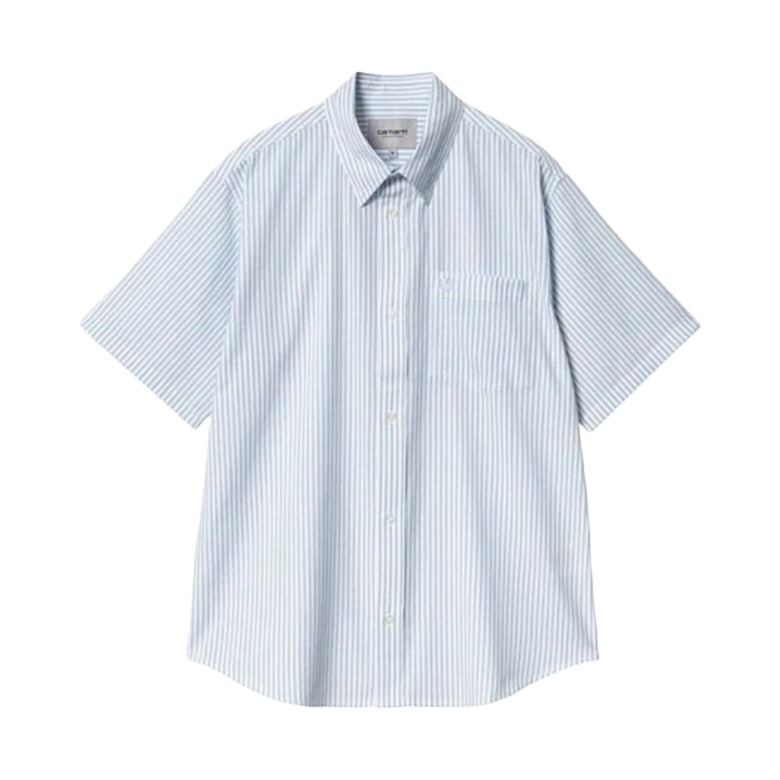 I034532-2SS-XX Carhartt WIP PHELPS Stripe Button Up Cotton Shirt White Light Bluebird