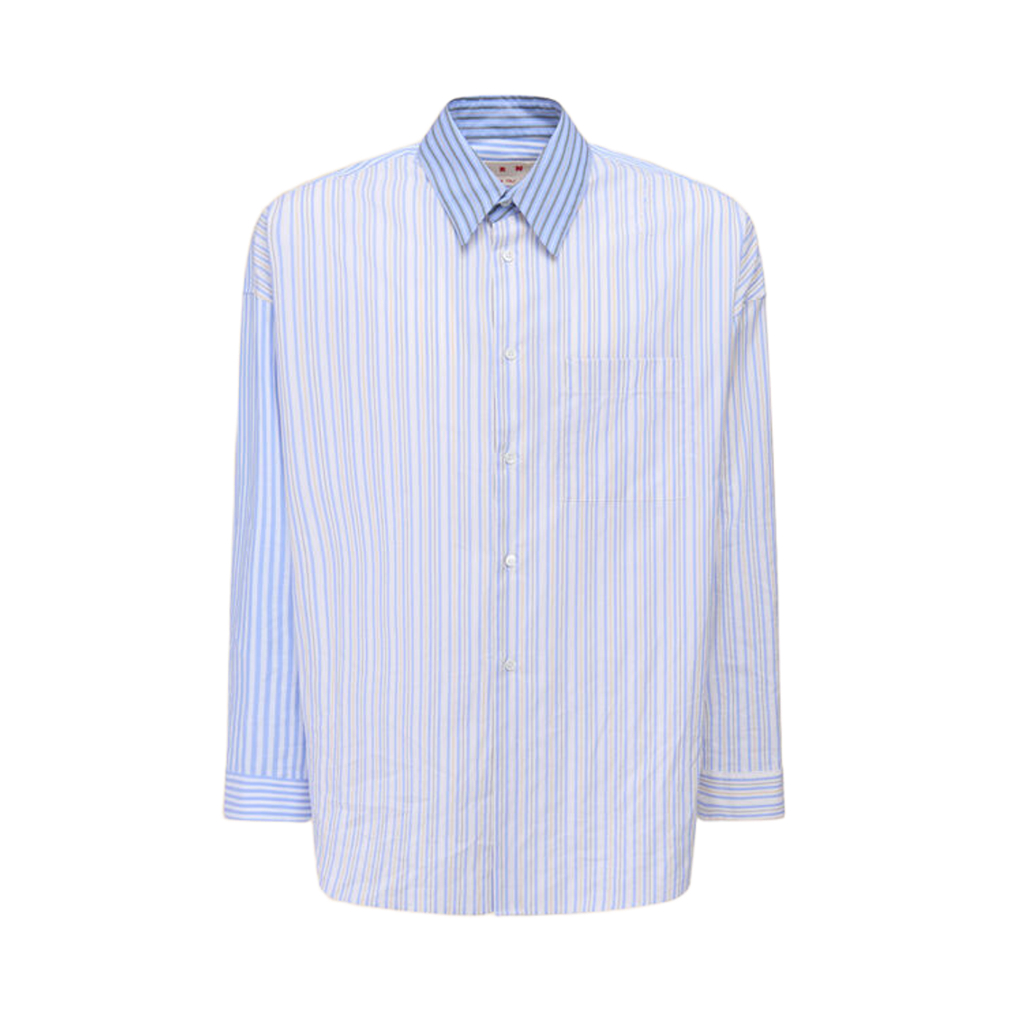 CUMU0061SQ-UTC529-STB50 Marni Organic Poplin Shirt with Mixed Stripes Irisblue