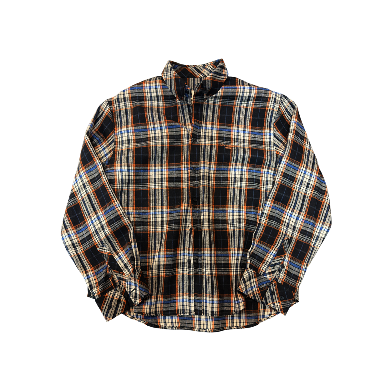 UMCM153BO Undermycar Mu.153 Classic Logo Basic Long Sleeve Flannel Shirts Black Orange