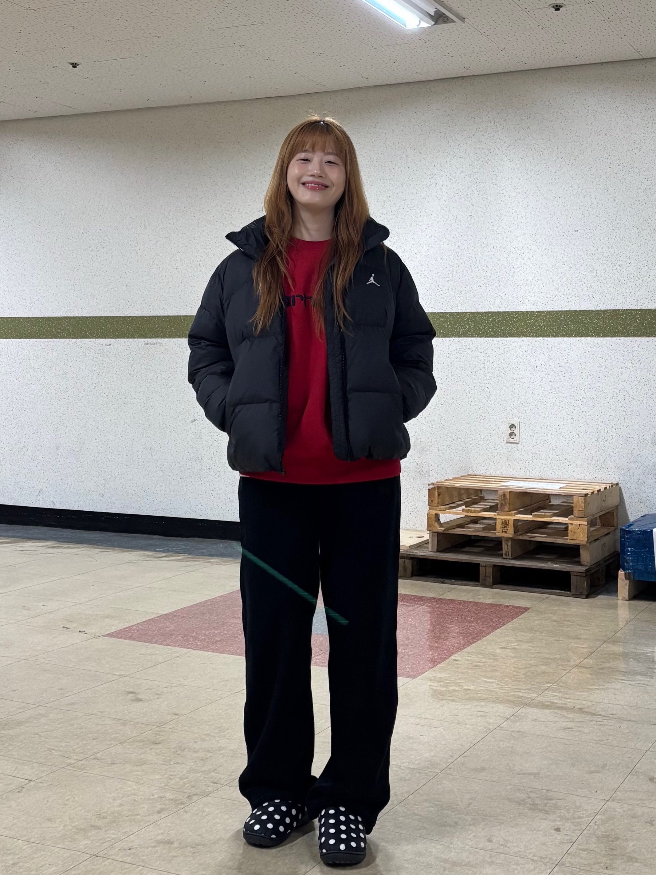 Subu Permanent F-Line Dots, Uniqlo x Needles Fleece Wide Pants Black - KR 착용 스타일 - 1