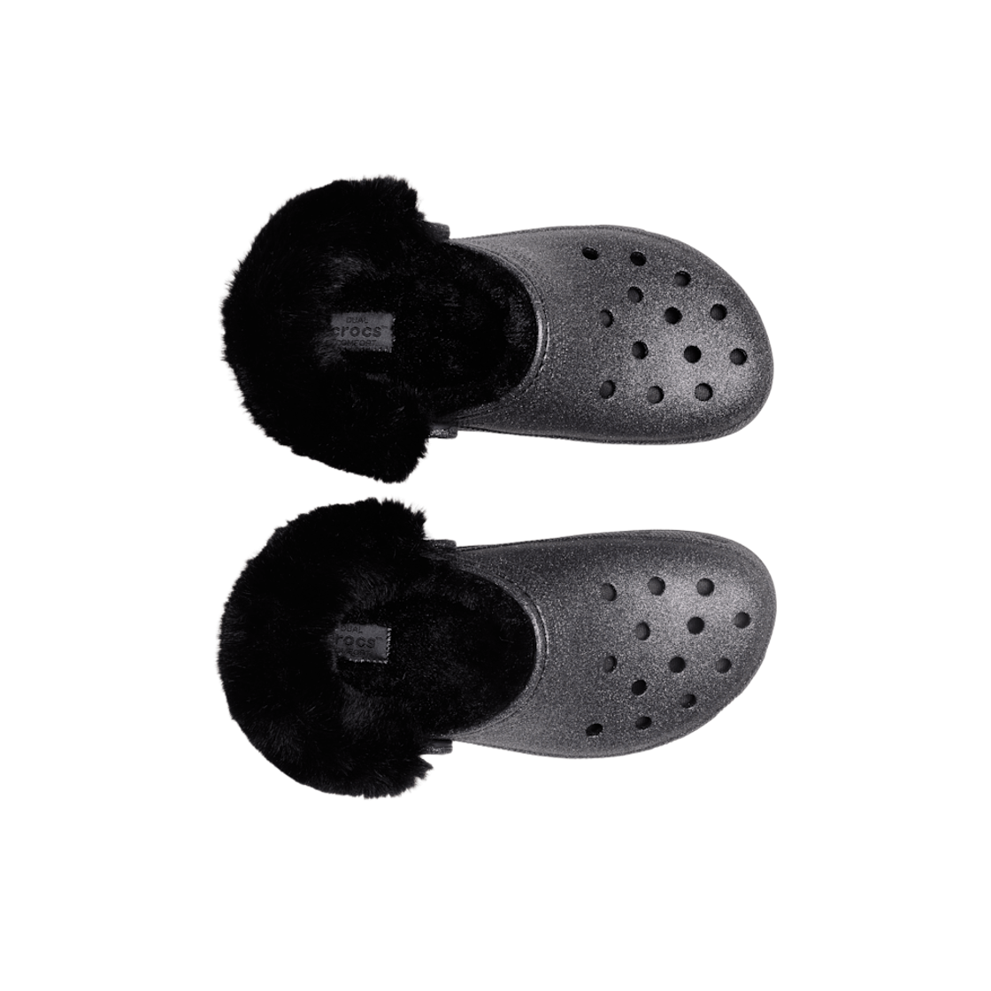 (W) 크록스 클래식 플랫폼 퍼지 라인드 글리터 클로그 블랙((W) Crocs Classic Platform Fuzz Lined Glitter Clog Black) - 2