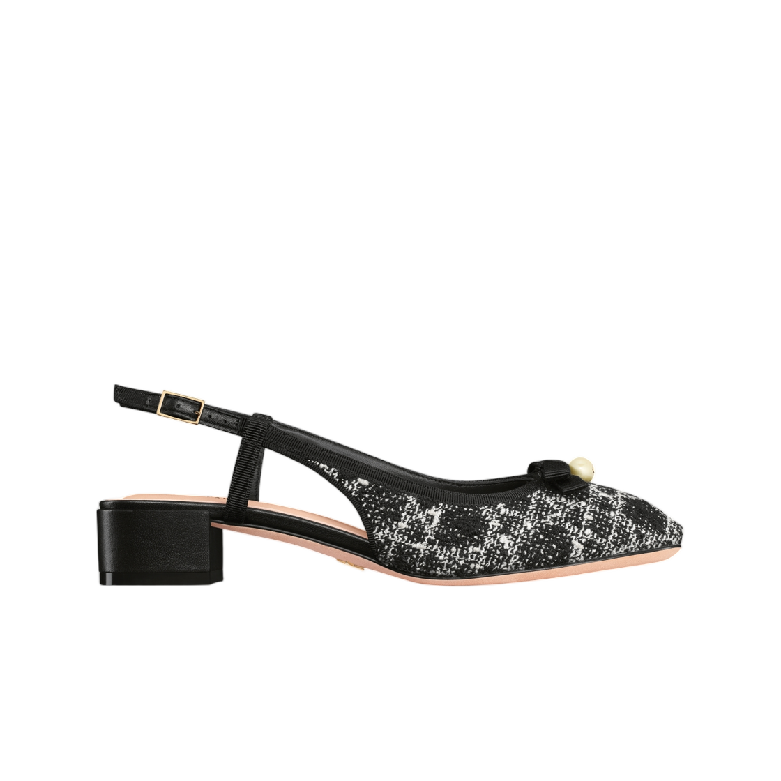 KDB971TMC-S17X (W) Dior Ballet Slingback Pumps Tweed & Micro-Cannage Motif Black