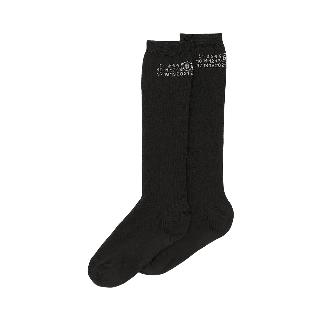 S62TL0045M13204900 MM6 Maison Margiela Numeric Ribbed Socks Black