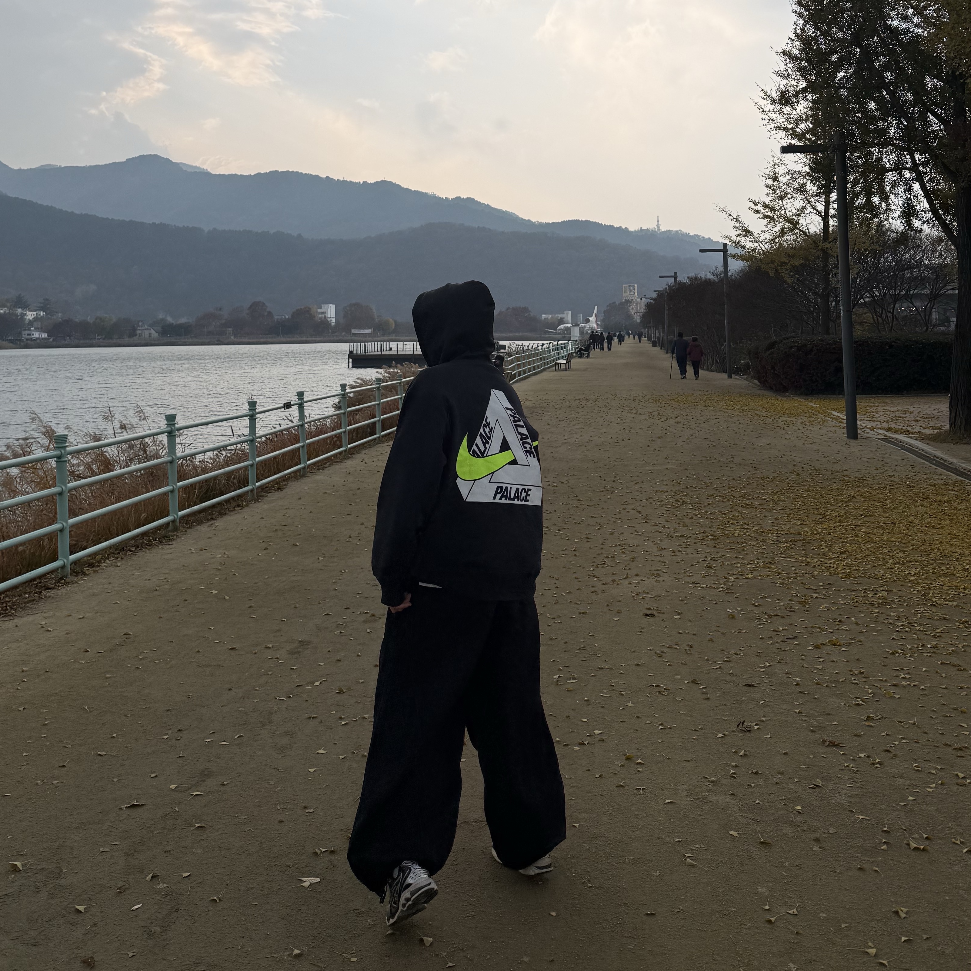 Palace x Nike Tri Swoosh Hood Black - 25FW 착용 스타일