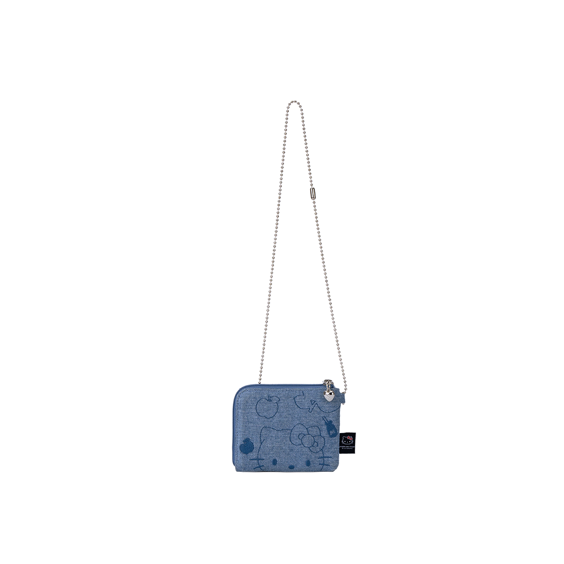 조셉앤스테이시 데님 키링 카드 월렛 헬로키티 워시드블루 위드 체인(Joseph&Stacey Denim Keyring Card Wallet Hello Kitty Washed Blue with Chain)