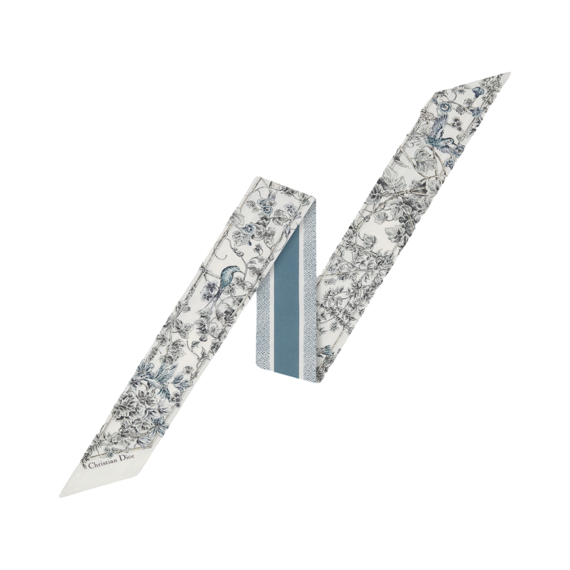 61MED106I647-C527 (W) Dior Jardin D’etoile Mitzah Scarf Silk Twill White Blue