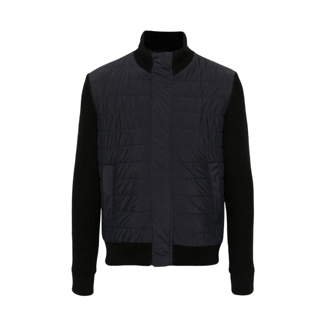 GI00052UR-12431SZ-9300 Herno Nylon Wool  Bomber Jacket Black