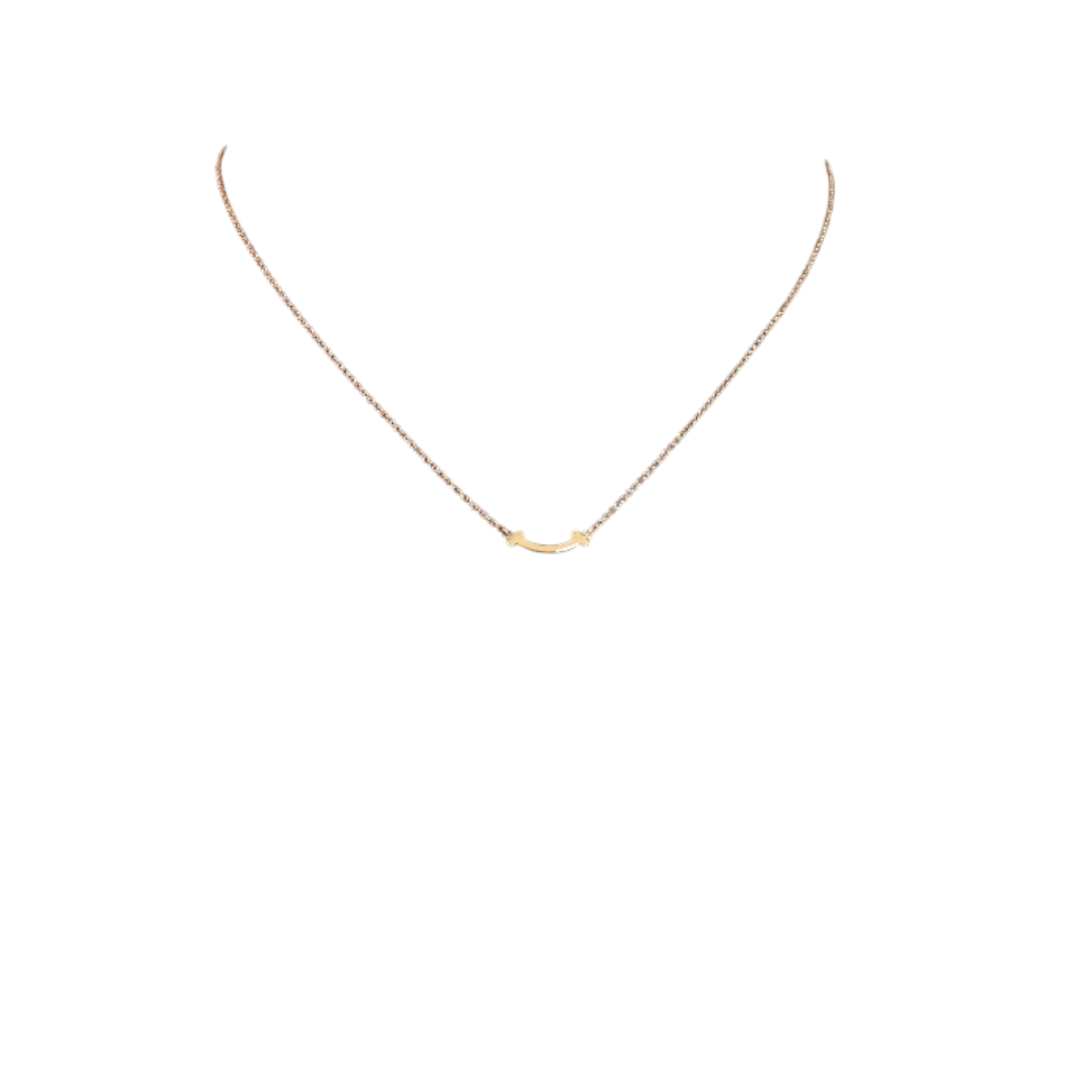 ITUURIVV2MCG Tiffany 18K Rose Gold Mini T Smile Pendant Necklace