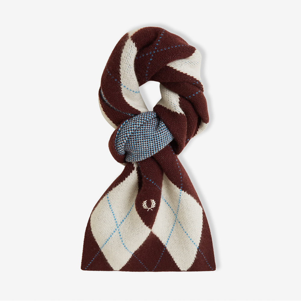 프레드 페리 브러시드 아가일 스카프 에크루(Fred Perry Brushed Argyle Scarf Ecru) - 4