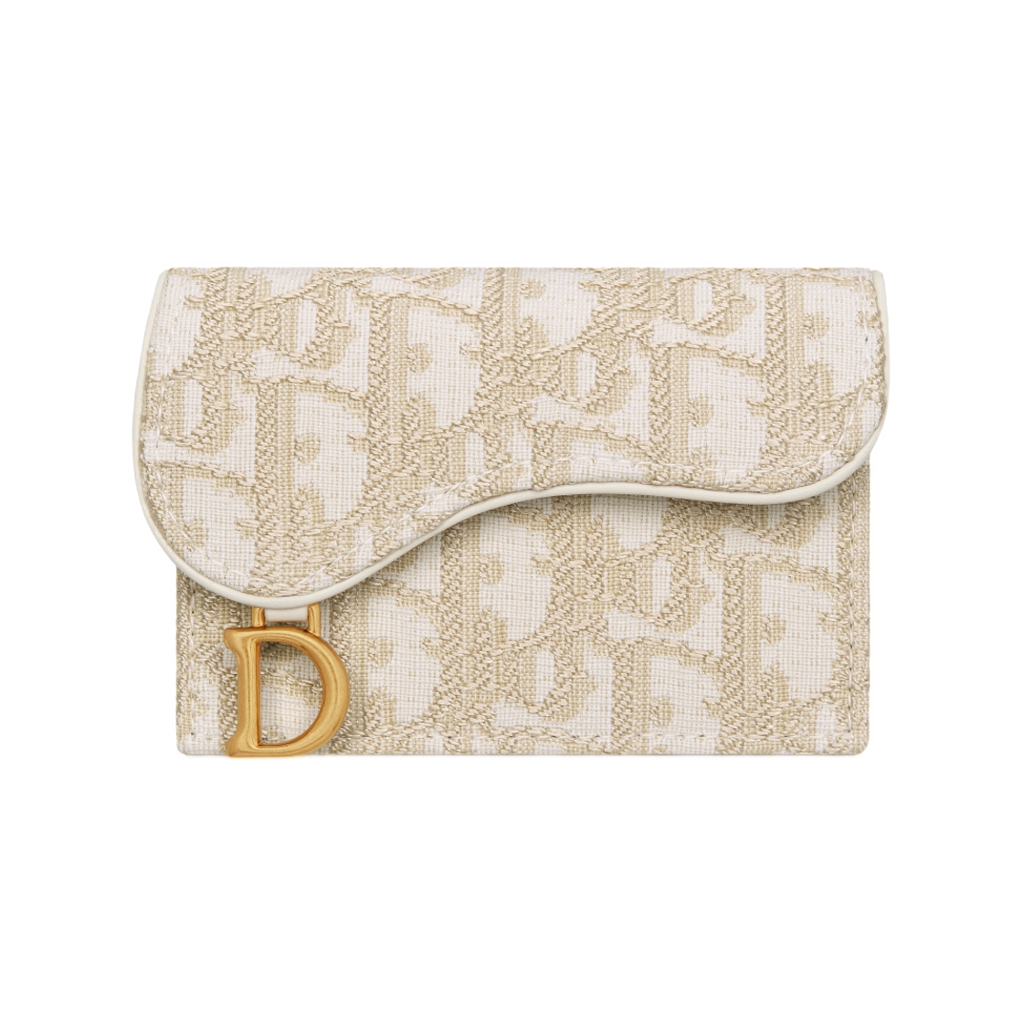 S5611CQDL-M01E Dior Saddle Bloom Card Holder Dior Oblique Jacquard Gold