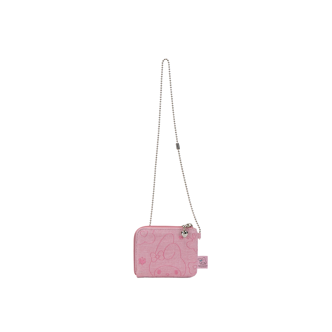 조셉앤스테이시 데님 키링 카드 월렛 마이멜로디 워시드 핑크 위드 체인(Joseph&Stacey Denim Keyring Card Wallet My Melody Washed Pink with Chain)