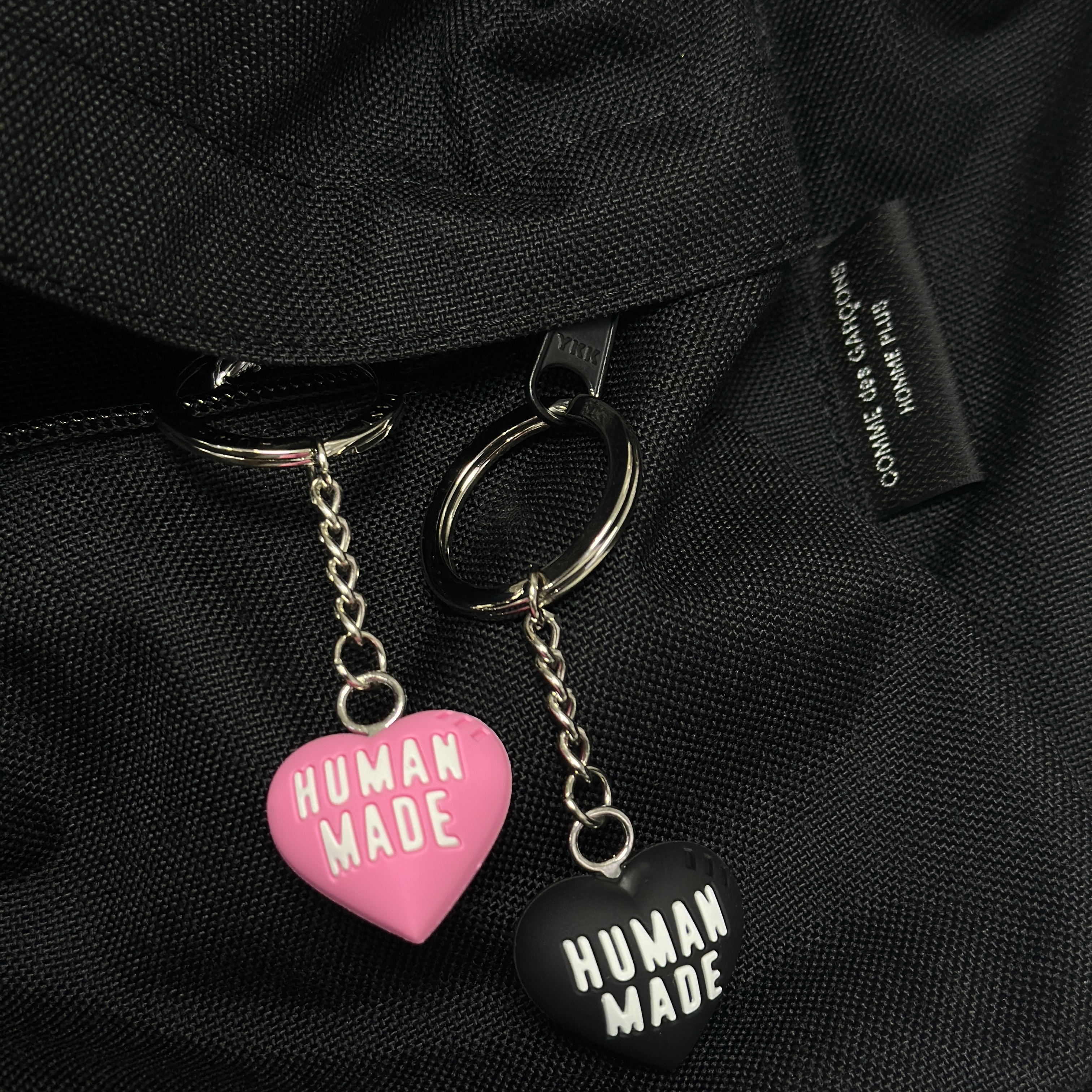 Comme des Garcons Homme Plus Nylon Backpack Large Black, Human Made Heart Rubber Keychain Black 착용 스타일 - 2