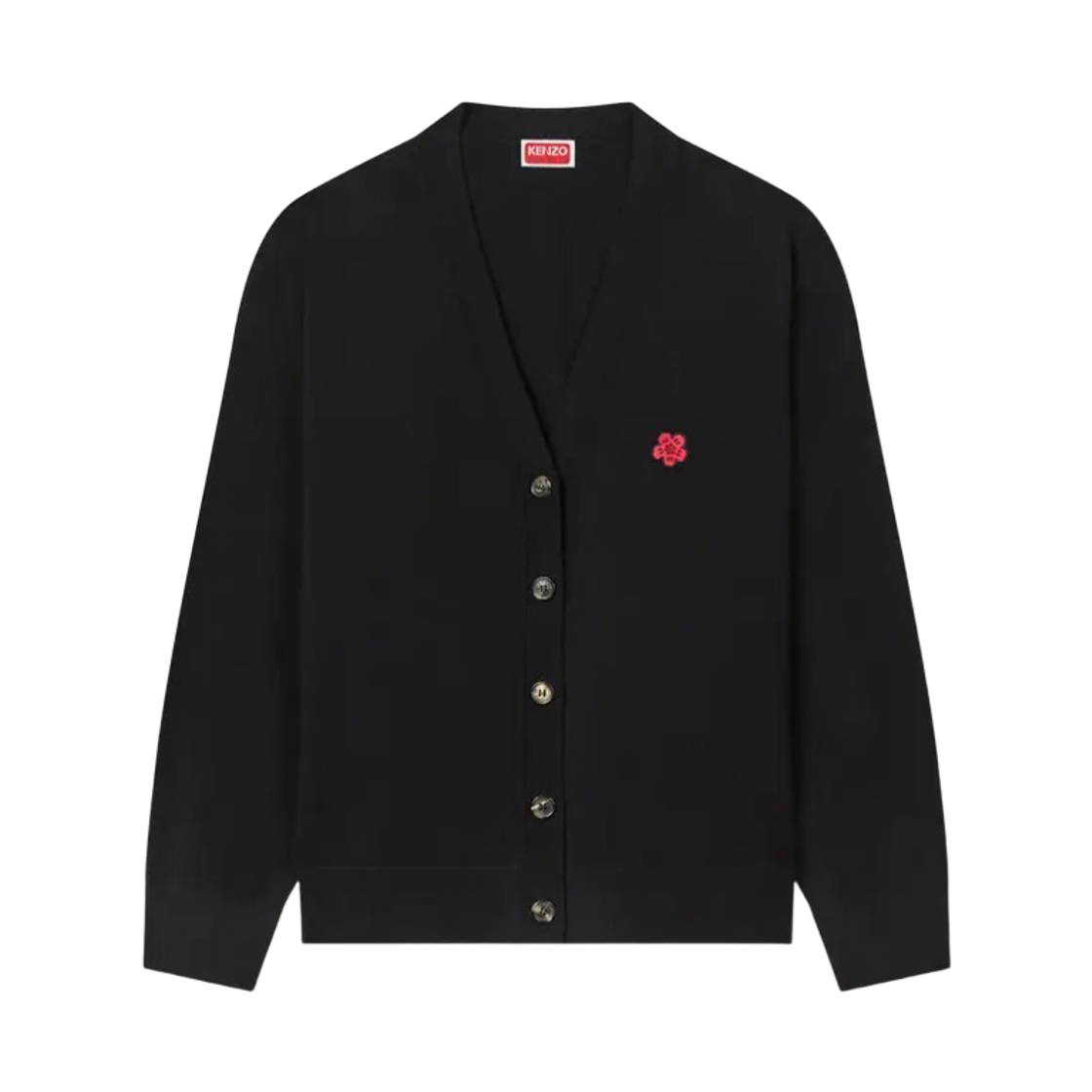 겐조 보케 플라워 자수 메리노 울 가디건 블랙(Kenzo Boke Flower Embroidered Cardigan in Merino Wool Black) - 1