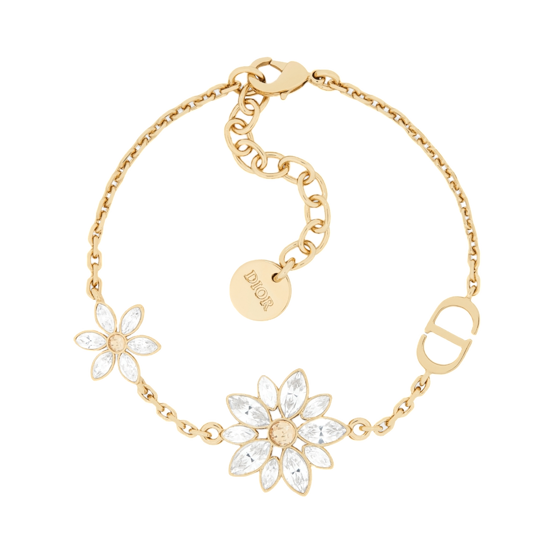 (W) 디올 플뢰르 드 글라스 브레이슬릿 메탈 & 크리스탈스 페일 골드((W) Dior Fleur De Glace Bracelet Metal & Crystals Pale Gold) - 1