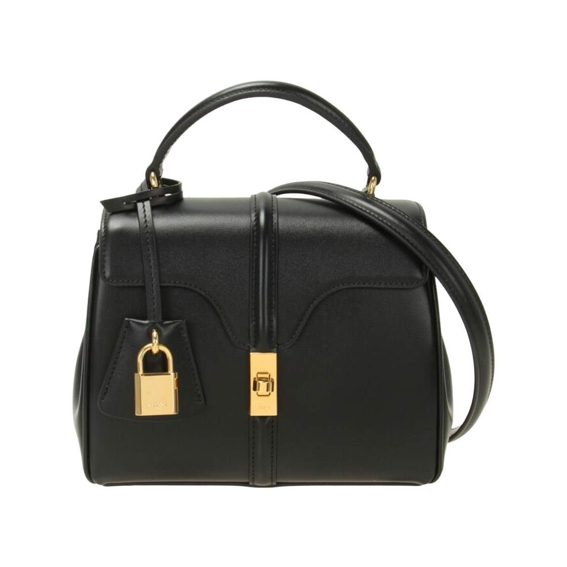 123103BEY-38NO Celine Mini 16 in Satin Calfskin Black