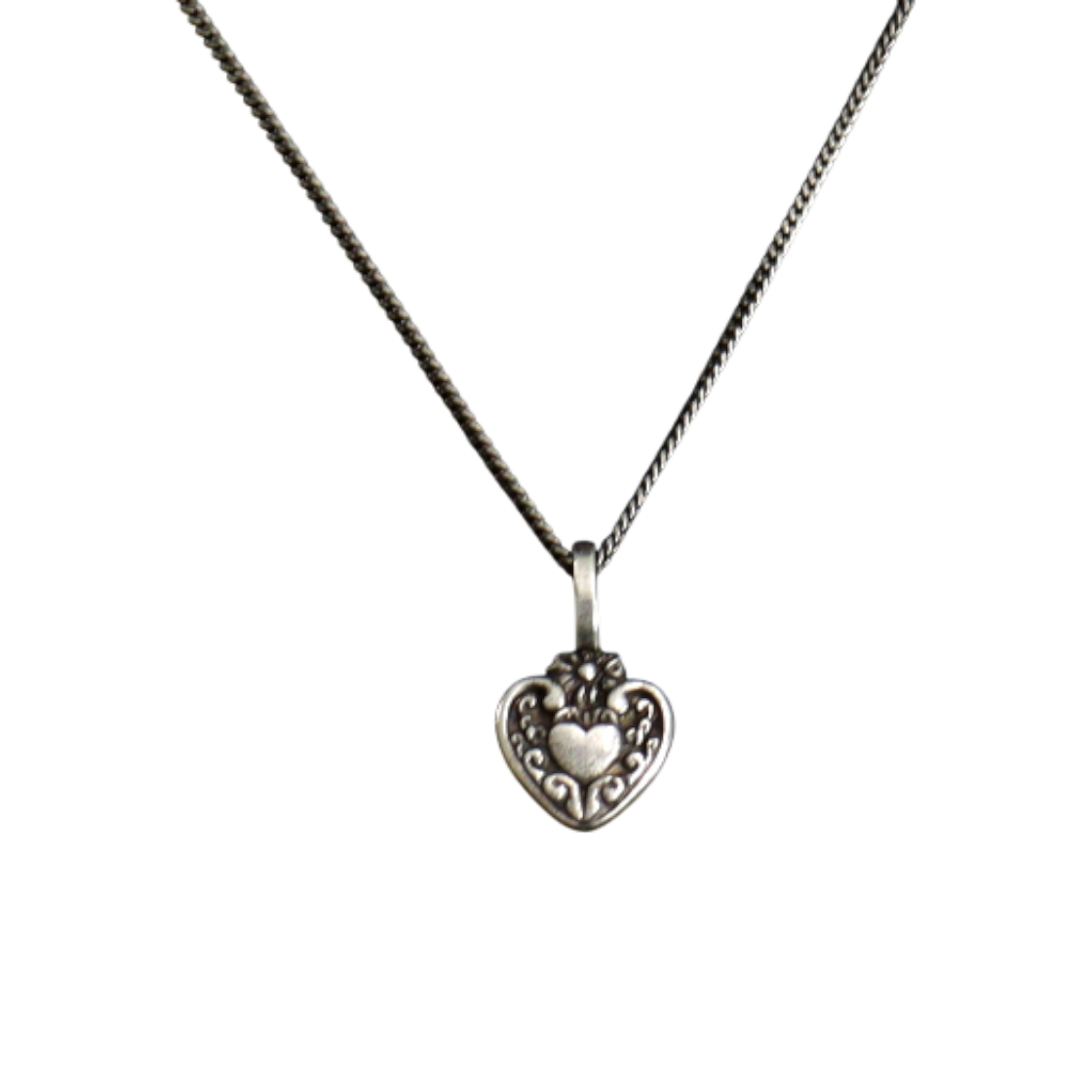 ITEVRFO6U45A Saint Laurent Heart Charm Metal Necklace
