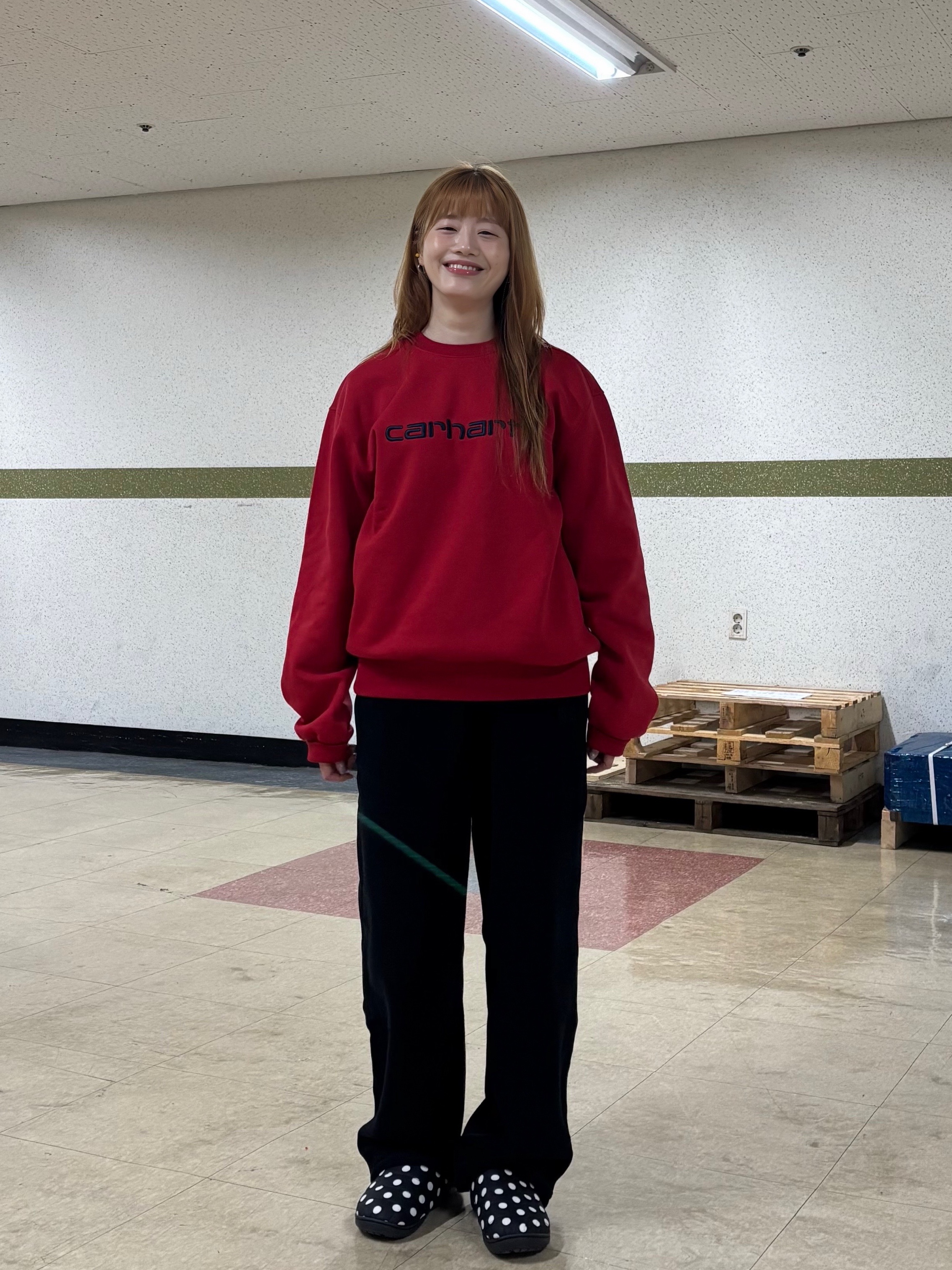 Subu Permanent F-Line Dots, Uniqlo x Needles Fleece Wide Pants Black - KR 착용 스타일 - 9