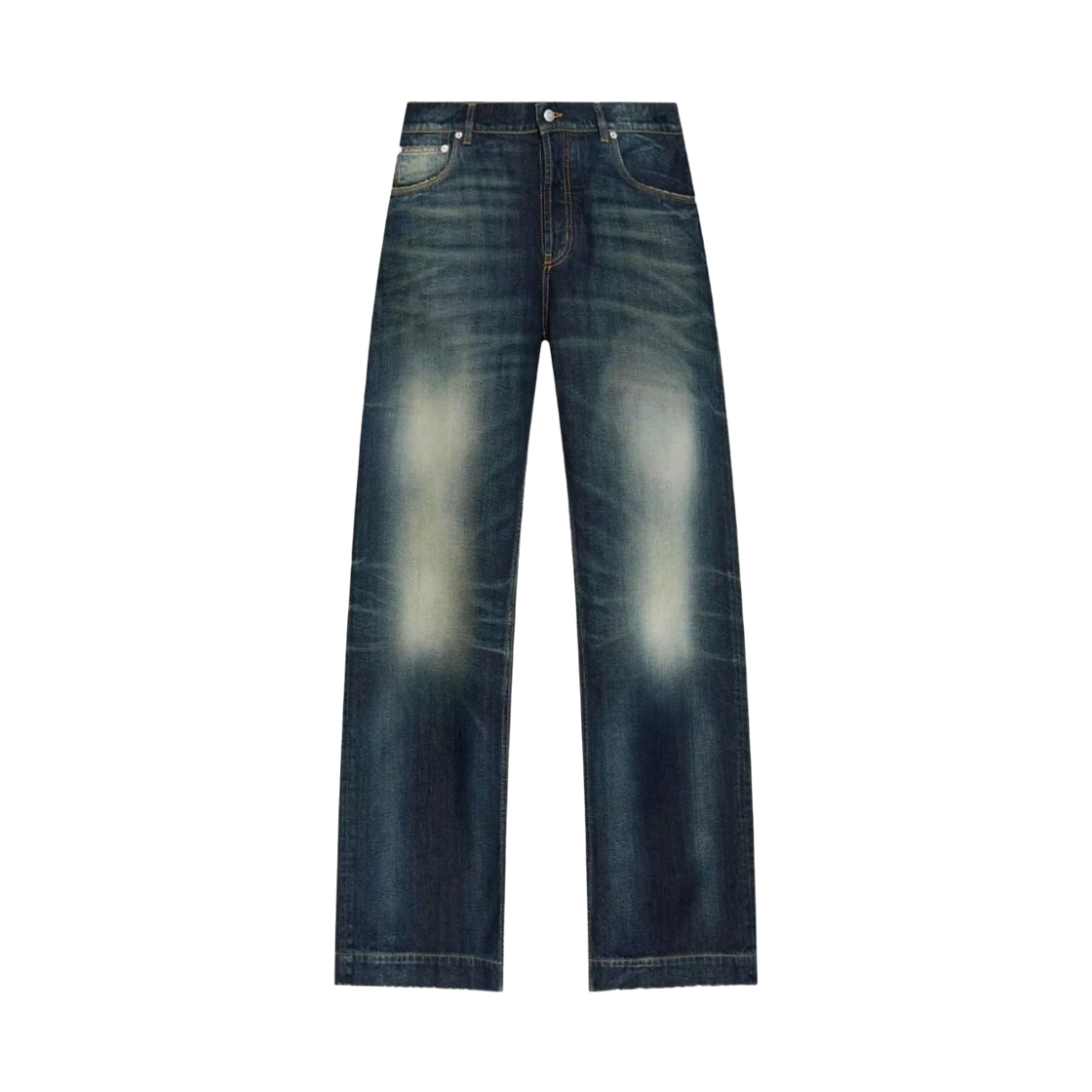 알렉산더 맥퀸 와이드 레그 페이디드 진 블루 워시드(Alexander McQueen Wide Leg Faded Jeans Blue Washed)