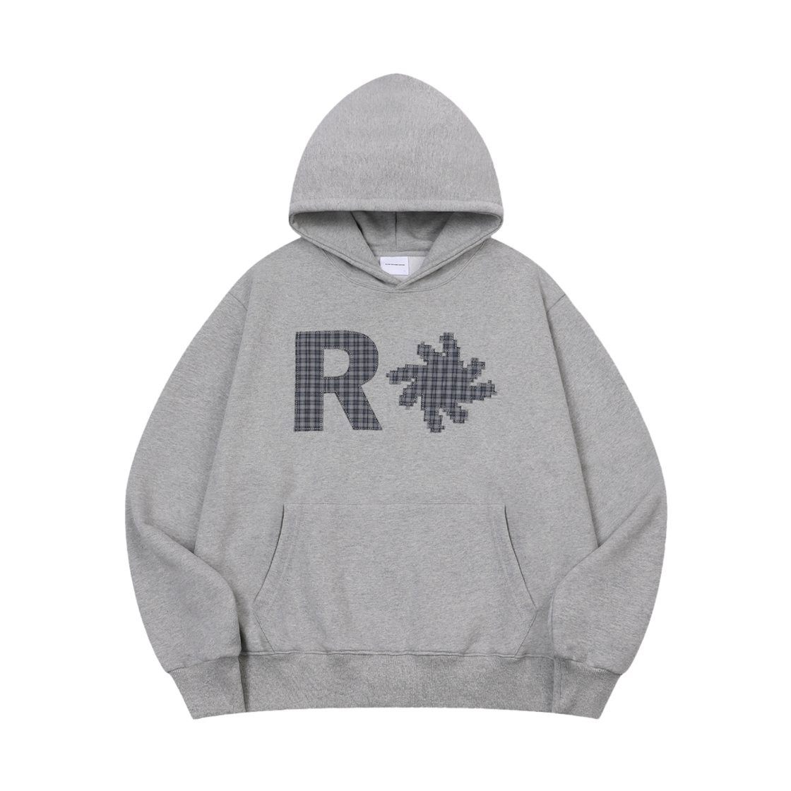 슬로우 레코드 하우스 체크 패치 후드 그레이(SLOW RECORD HOUSE Check Patch Hoodie Grey)