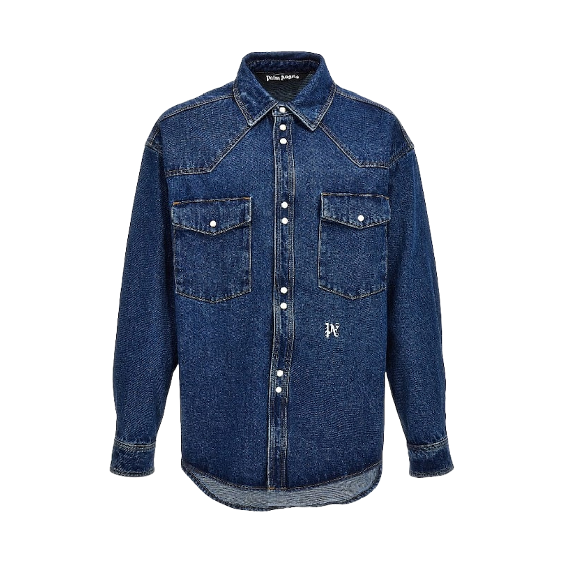 PMYD023R24DEN0024001 Palm Angels Monogram Denim Shirt Light Blue