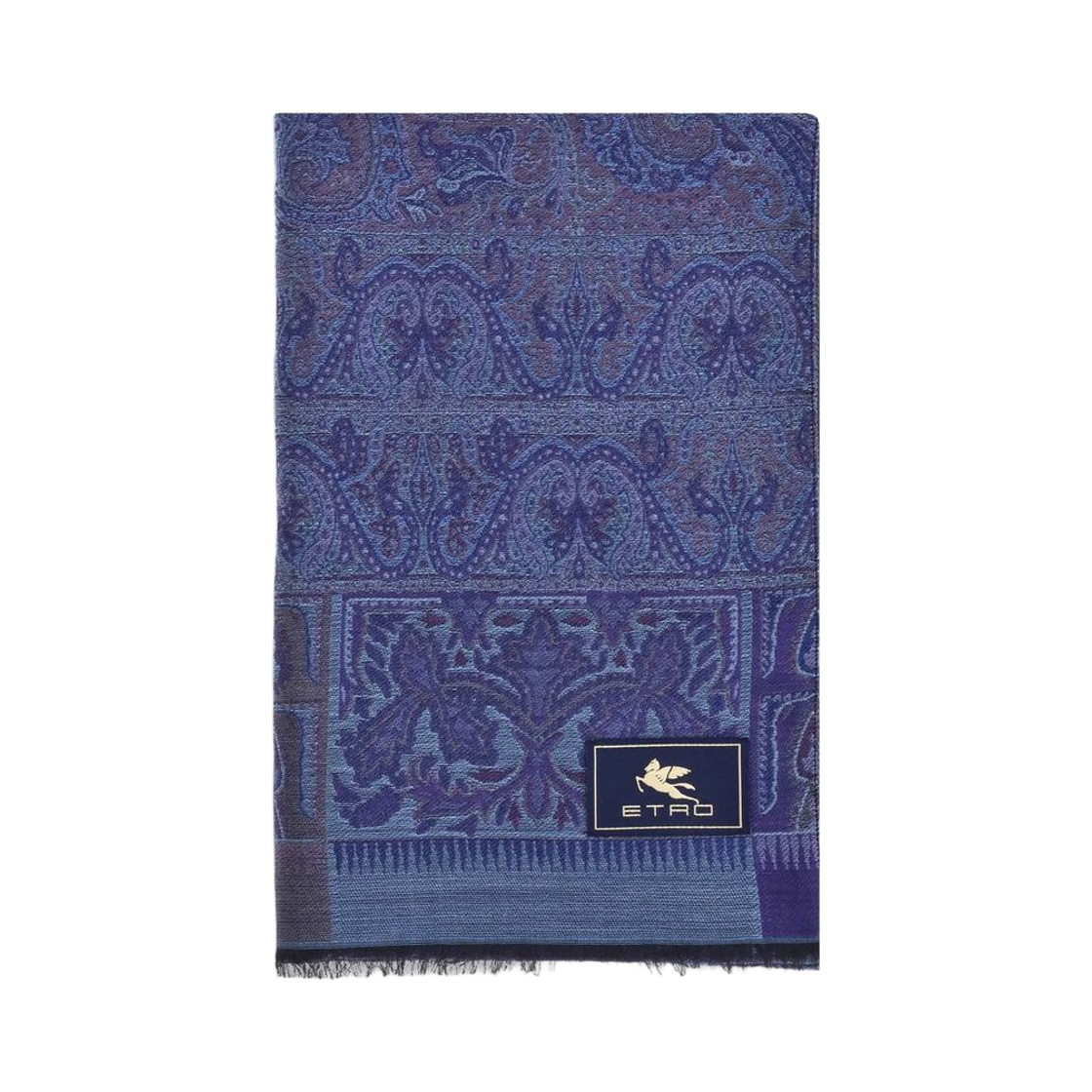 MATA0023AQ244S9883 Etro Wool Silk Jacquard Scarf Blue